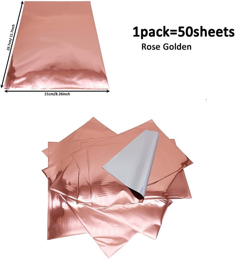 JBQUEEN 50 Sheets A4 Size Reactive Foil Transfer Foil Paper Use Laminator Laser Printer, Transfer Craft Foil for Handmade Craft Accessories (Rose Golden) - Image 2